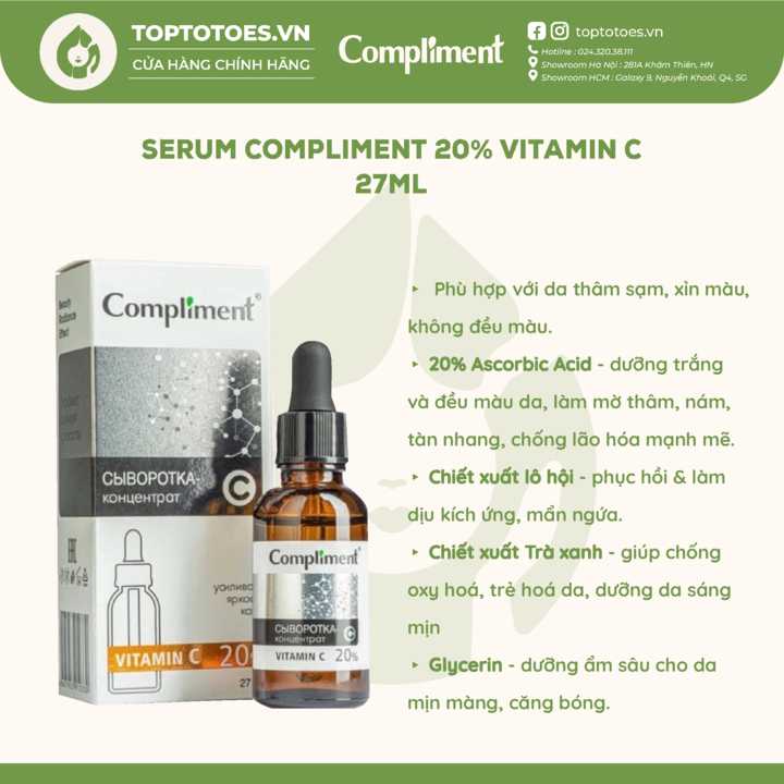 Serum Compliment 20 Vitamin C - Bí Quyết Dưỡng Trắng, Chống Lão Hóa Hiệu Quả